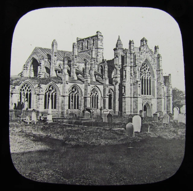 Glass Magic Lantern Slide MELROSE ABBEY FROM SW C1890 SCOTLAND L120