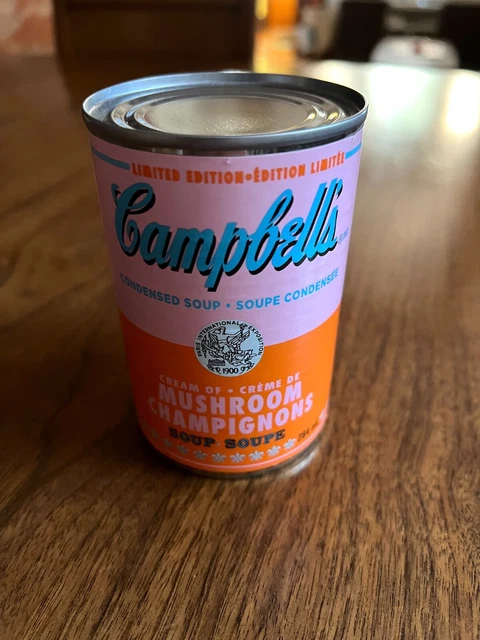 CAMPELL S 60 YEARS Andy Warhol Limited Edition Mushroom Soup Can NEW campell-s-60-years-andy-warhol-limited-edition-mushroom-soup-can-new