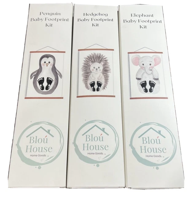 Cute Baby Footprint Kit Gift Pack Elephant Hedgehog Penguin (3 Style Pack)