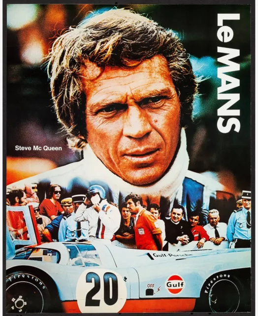 Le Mans, Steve Mc Queen Epro Affiche Cinema/Voiture  Vintage (70X70), Hq