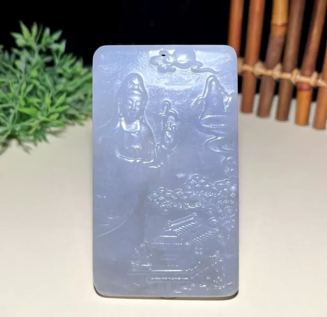 Certified 100% Natural Hetian jade Kwan-yin Pendants ~ Necklaces 和田玉烟紫色观音