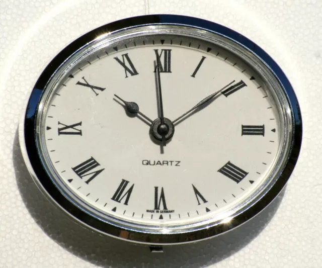 Caravan clock, Motorhome Clock, Oval Clock with White Roman dial, Silver Bezel