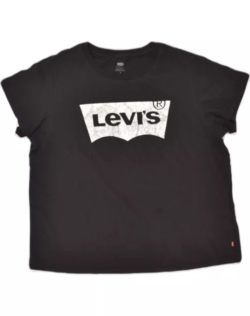 LEVI'S Womens Graphic T-Shirt Top UK 20 2XL Black Cotton YW87