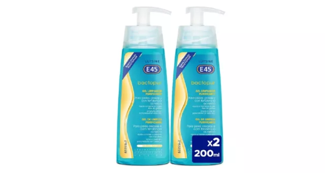 Pack Lutsine E45 Bactopur Gel LImpiador Purificante Formato Ahorro 2x200 ml.