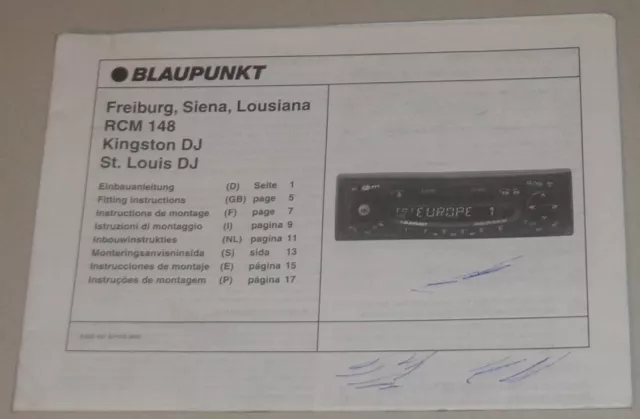 Instructions D'Installation Blaupunkt Autoradio Freiburg, Sienne, Lousiana Rcm