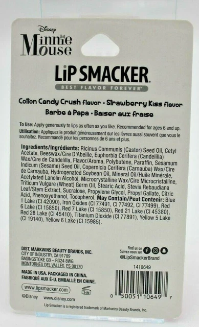 Disney Minnie Mouse Lip Smackers Balm Pack of 2 Cotton Candy Stocking Stuffer 3