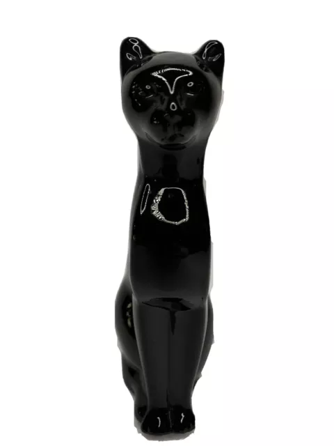 SILVESTRI 6.25" Black Art Glass Sleek Sitting Cat Puma Jaguar Figurine