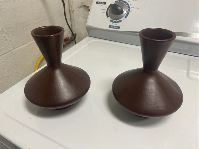 Vintage Pair of Royal Haeger Art Pottery Mid Century Modern Brown Flower Bud MCM