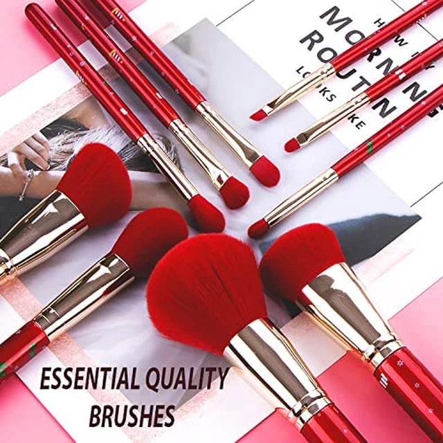 Set Di Pennelli Da Trucco per Trucco 10 Pezzi, Colore Rosso, Pennello per Fondot 7