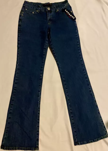 Nuovo Donna Lavante Elasticizzato Jeans Blu Bootcut Pantaloni Medio Rise Juniors