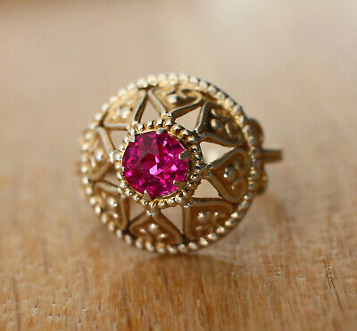 Vintage Soviet Russian SILVER 875 Star Stamp Ring USSR Size 11 US Tourmaline