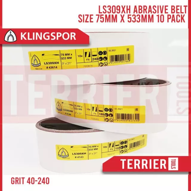 Sanding Belts 75 x 533 mm KLINGSPOR Abrasive Belt Grit 40-240