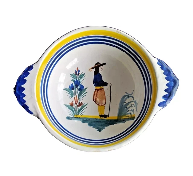 2 Assiettes à Huîtres Henriot Quimper N°1 - Thème Botanique, Céramique, Occasion