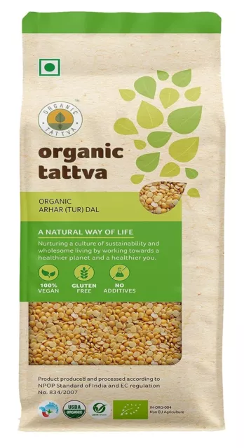 Organic Tattva Toor Dal, 1kg With Free Shipping