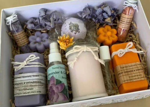 Gift Hamper luxury box Organic Plant Soaps Soy Candle pamper  Bath Set Birthday