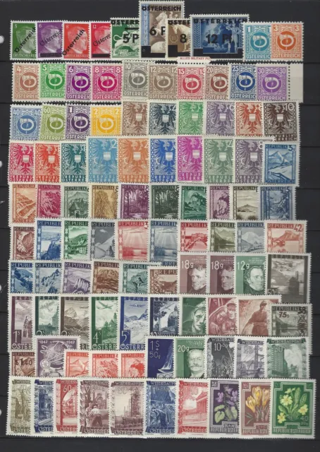 Österreich 150 verschiedene postfrische Marken aus 1945-1948