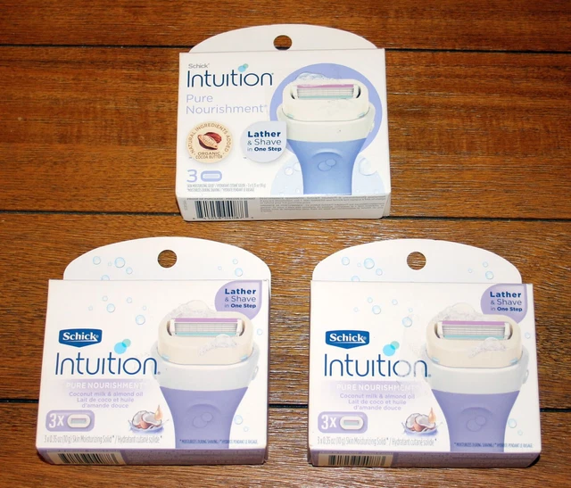9 cartuchos de recarga de coco y almendras Schick Intuition Pure Nourisment en total