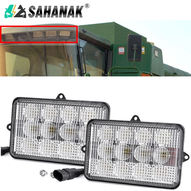 2PCS AH159332 LED Upper Cab Light 6500K For John Deere Combines 9400 9500 9600