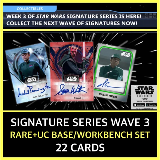 Signature Series-Wave 3-Rare+Uc Base+Workbench Set-Topps Star Wars Card Trader