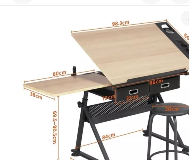 Adjustable Drafting Table/Stool Set Art Desk Drawing Desk USED Collect NG3