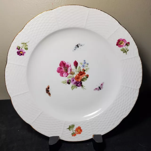 KPM Berlin KPM74 Hand Painted Floral Butterflies & Gold 8 3/8" Salad Plate