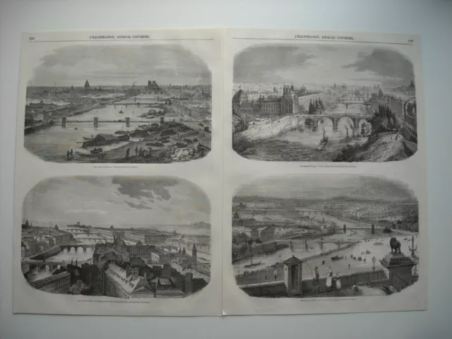 1846 Engraving. Les Quais De Paris. Port De Bercy. View Of Notre-Dame. Palais Quai.