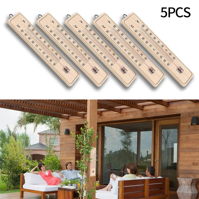 Außen-Innen-Holz-Außenthermometer Analoges Zimmer-Garten-Thermometer-Set