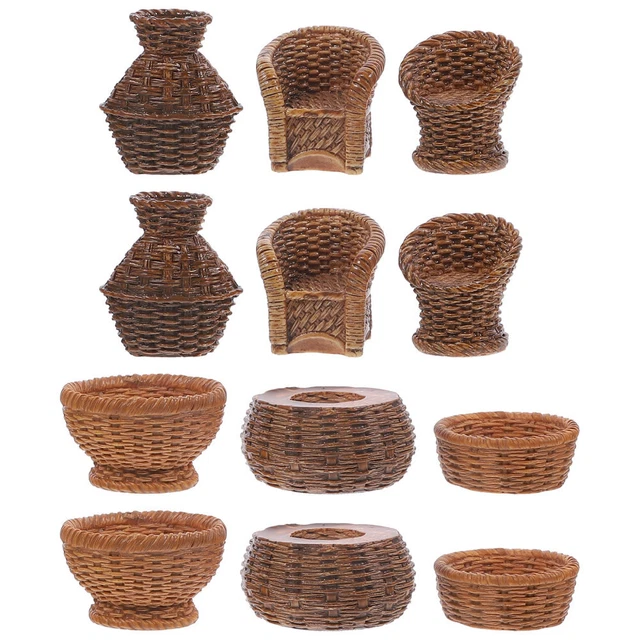 12Pcs Landscape Miniature Resin Tiny Basket for Landscape Decorate
