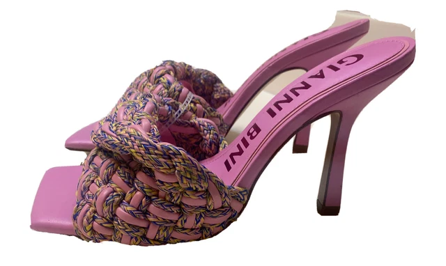 Gianni Bini Women Size 8 Heels Slip On pink Corded Leather New Without Box