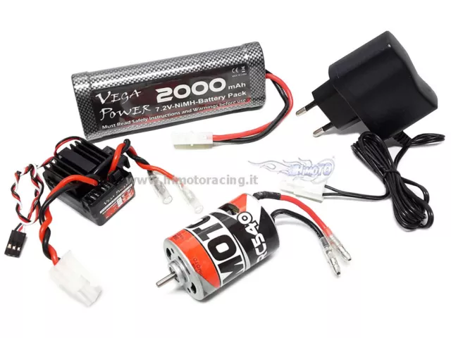 Combo Motor Eléctrico Escobillas RC540 + Esc + Batería 2000MAH 7.2V + Cargador