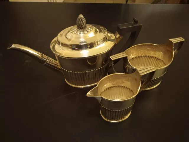 Teiera, lattiera, zuccheriera, vintage, in argento Sheffield, design elegante