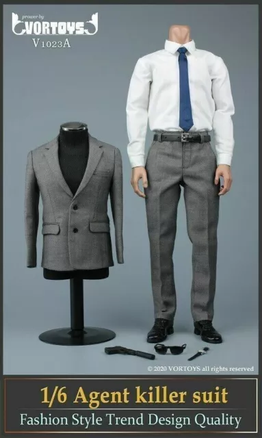 VORTOYS 1:6 V1023A Male Agent Gray Suit Clothes For 12" COOMODEL Figure