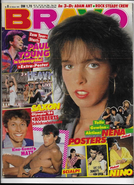 BRAVO Nr.8 vom 16.2.1984 mit Riesenposter Nino de Angelo, Nena, Paul Young...