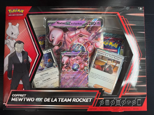 Boîte Métal Pokémon Team Rocket 2025 | 1 Carte Promo Brillante (Mewtwo Ex/Nidoking Ex/Persian Ex) + 4 Boosters | Coffret Collector Officiel - 5