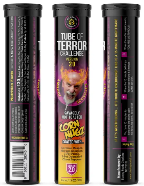 Tube of Terror Version 2.0 - Hot Carolina Reaper Toasted Corn Nut Challenge 38g