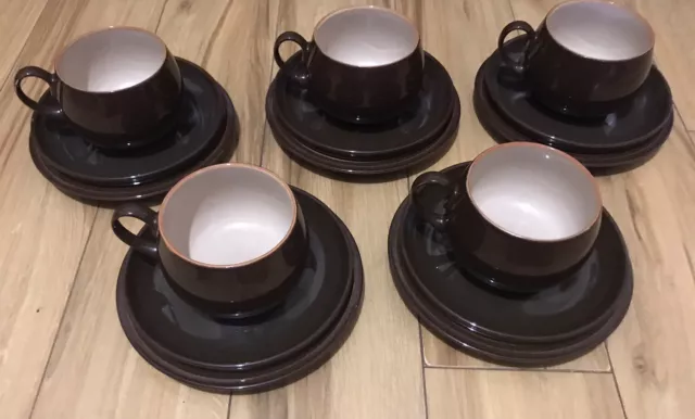 Denby Pampas? Dark Brown 5 Cups,saucers And Side Plates