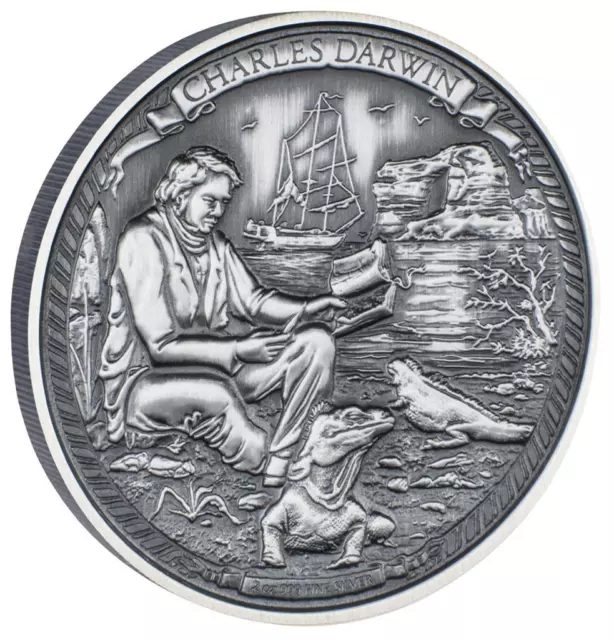 Silbermünze Charles Darwin (6.) Entdeckungsreisen 2016 - Niue - 2 Oz AF