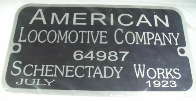 Replic American Locomotive Company Builders Plate Printed On Aluminum Sheet