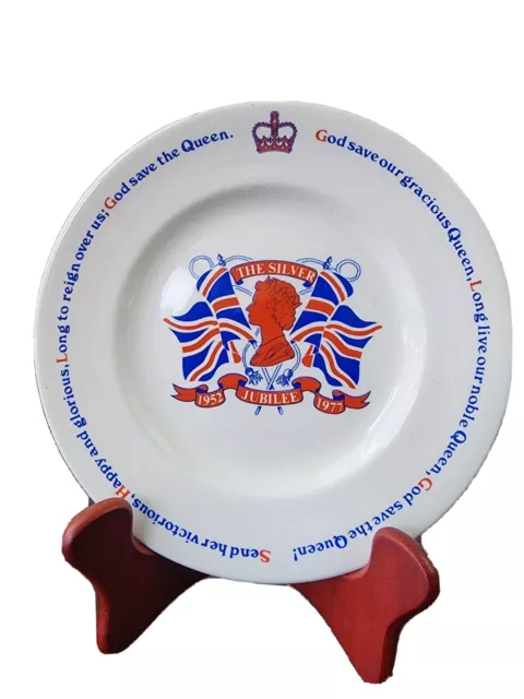 Adams Ironstone Silver Jubilee Queen Elizabeth Ii Commemorative Plate