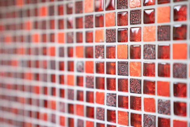 Mosaico IN Vetro Piastrelle Rosso Scuro Küchenfliese Paraspruzzi da Parete Wc