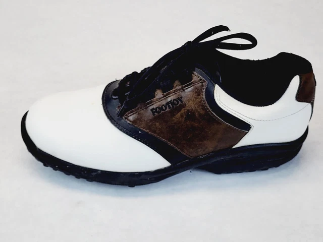 FootJoy Junior Golf Shoes Size 6 M 45020 Saddle White Brown Boys Girls Spikes FootJoy Junior Golf Shoes Size 6 M 45020 Saddle White Brown Boys Girls Spikes