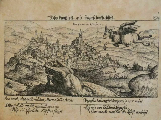 Nocera Umbra rara incisione di Daniel Meisner Norimberga, 1625