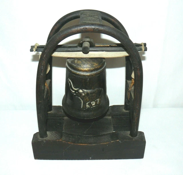Burmese Worship Elephant Cast Iron Bell On Stand