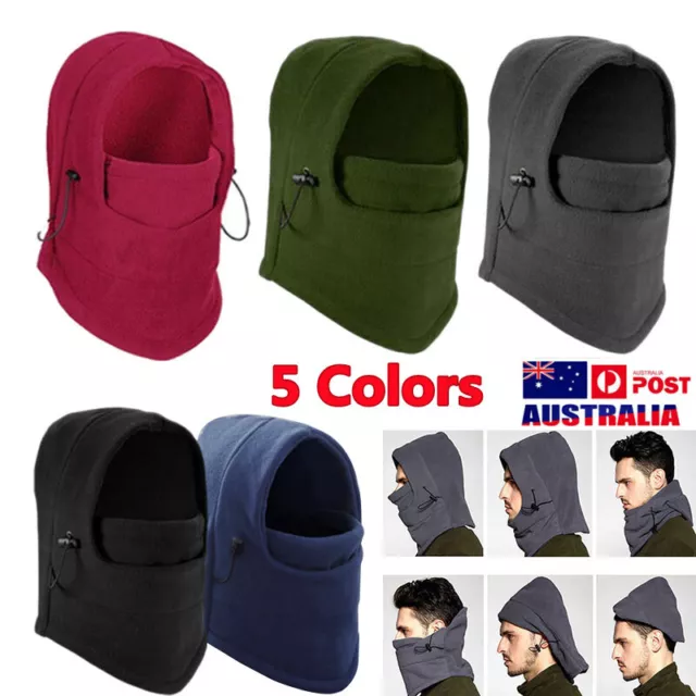 Balaclava Winter Thermal Fleece Hood Cap Ski Face Mask Hat Neck Warmer Unisex AU