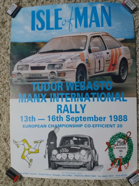 POSTER RALLY ISOLA di Man 1988 Tudor Webasto Intl Rally Nuovo di zecca ...