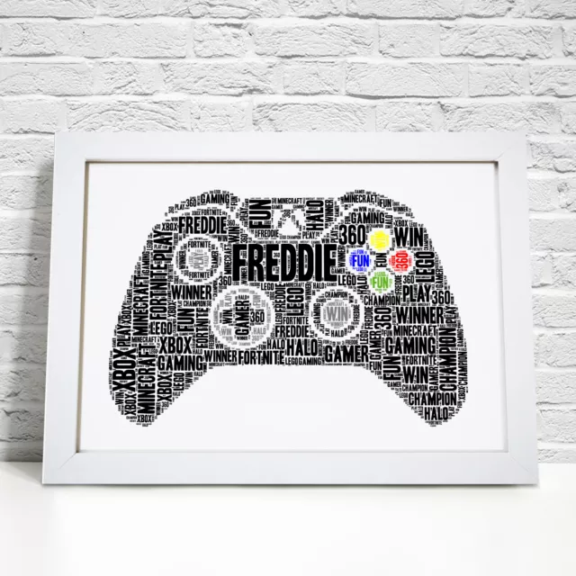 Personalised Xbox Print Gaming Birthday Gift Dad Son Name Word Wall Art Picture
