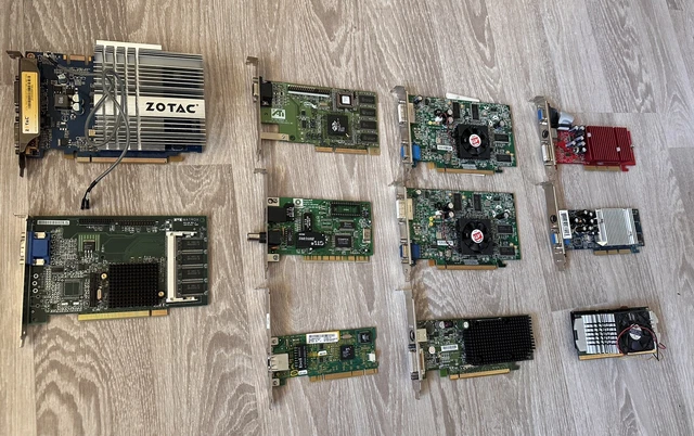 LOT DE CARTES Graphiques 9 Pi ces Divers Processeurs PCI e AGP ATI 