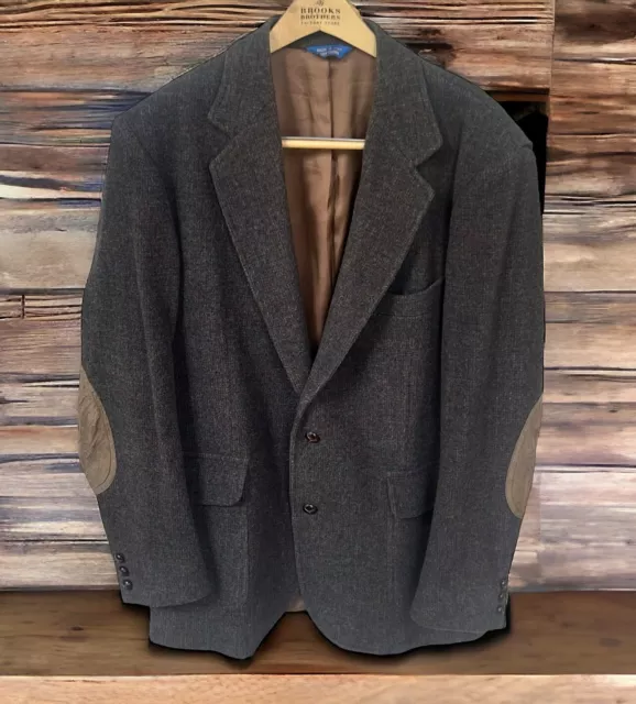 Vintage Pendleton Blazer Men’s 42L Tweed Jacket Wool Donegal Coat Elbow Patches