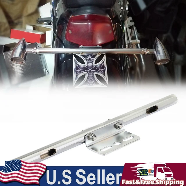 Universal Moto Front Turn Signal Spot Light Bar Mount Bracket Clamp Chrome US