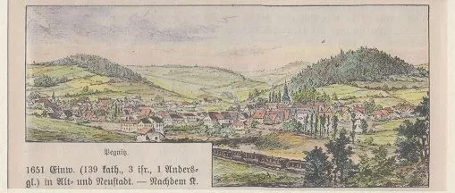 Orig. kolorierter Holzstich - Bayern - Pegnitz.